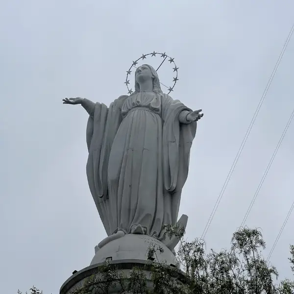 Virgin Mary Immaculate Conception statue Cerro San Cristóbal Santiago Chile 22m tall panoramic view
