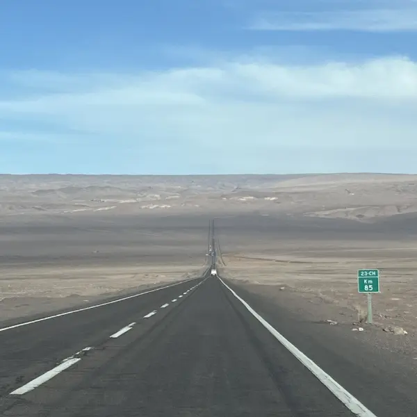 gravel road to Valle del Arcoiris Atacama desert Chile
